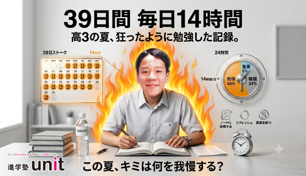 勉強する高校時代の塾長