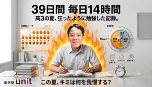 勉強する高校時代の塾長